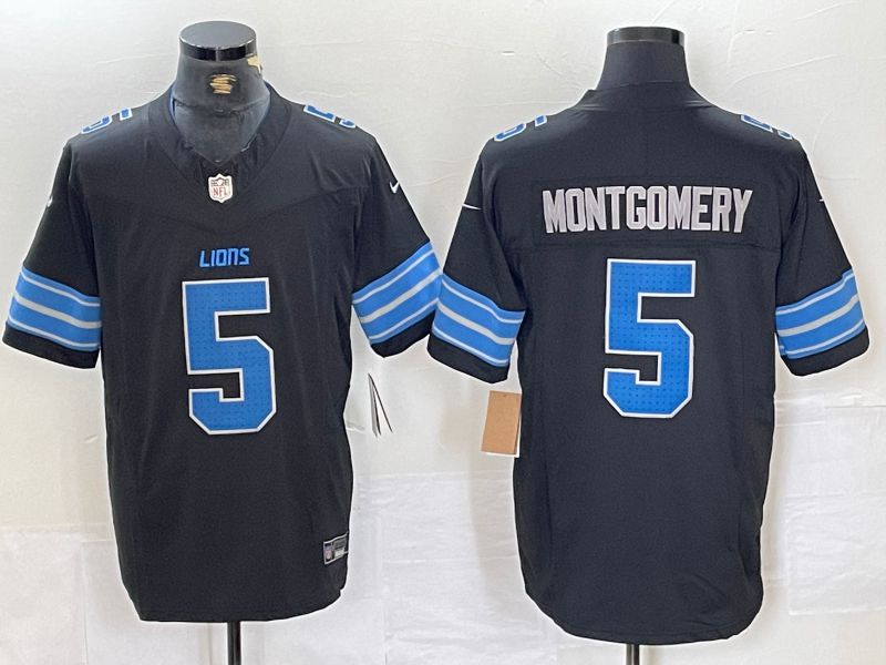 Men Detroit Lions 5 Montgomery Black Three generations 2024 Nike Vapor F.U.S.E. Limited NFL Jersey